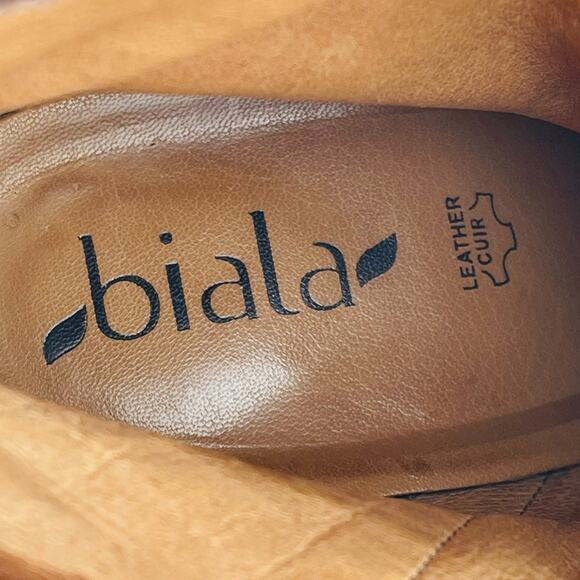 Anthropologie Biala Alyssa Brown Wedge Bootie Size 10 Luxury Leather Lace & Zip - Picture 5 of 16